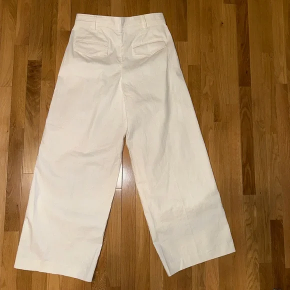 BANANA REPUBLIC LINEN-BLEND WIDE-LEG PANT NWOT. SIZE 8. CREAM/OFF-WHITE COLOR. - Picture 4 of 7